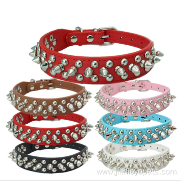 Blue Dog Collars With Gold Studded